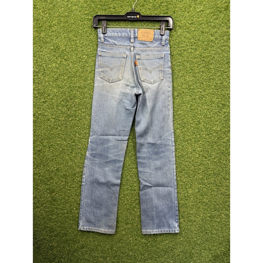 Vintage Levis 581 Jeans Youth 12 Fits 22x26 Orange Tab Light Wash Distressed